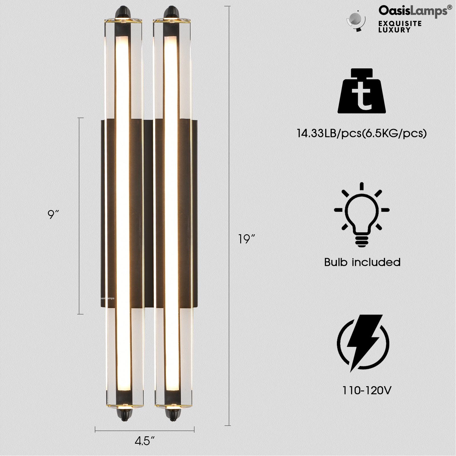 Clara Glow Crystal Wall Sconce 19"#color_black,style_double crystal