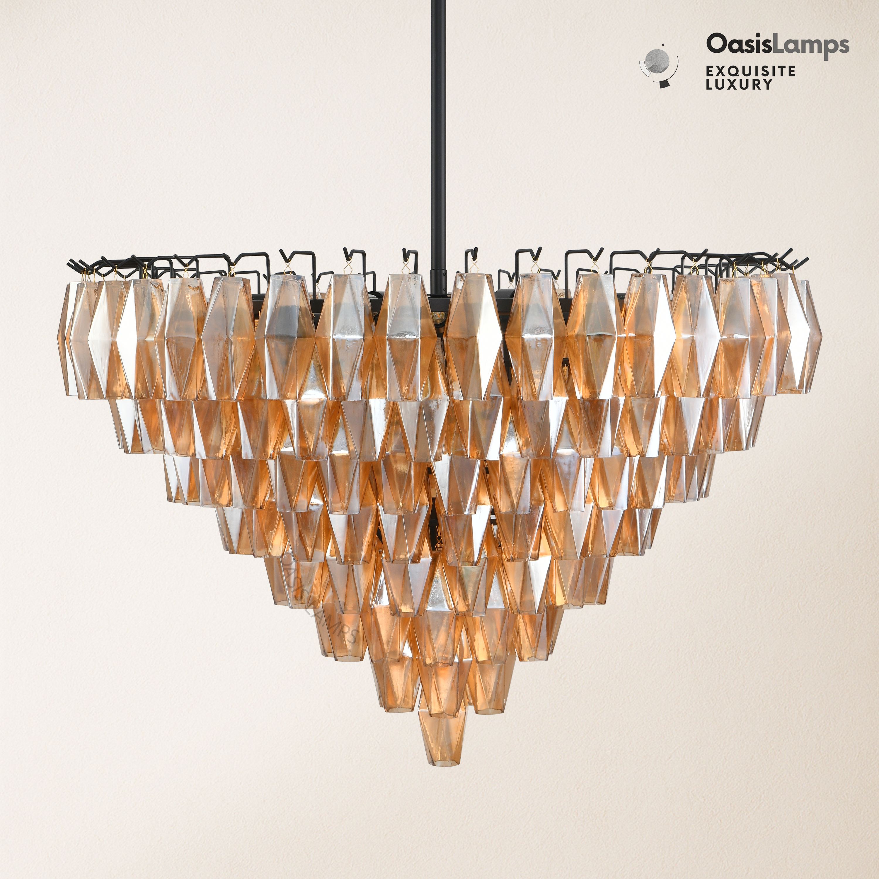 Celestial Drop Crystal Glass Chandelier 36"#color_black