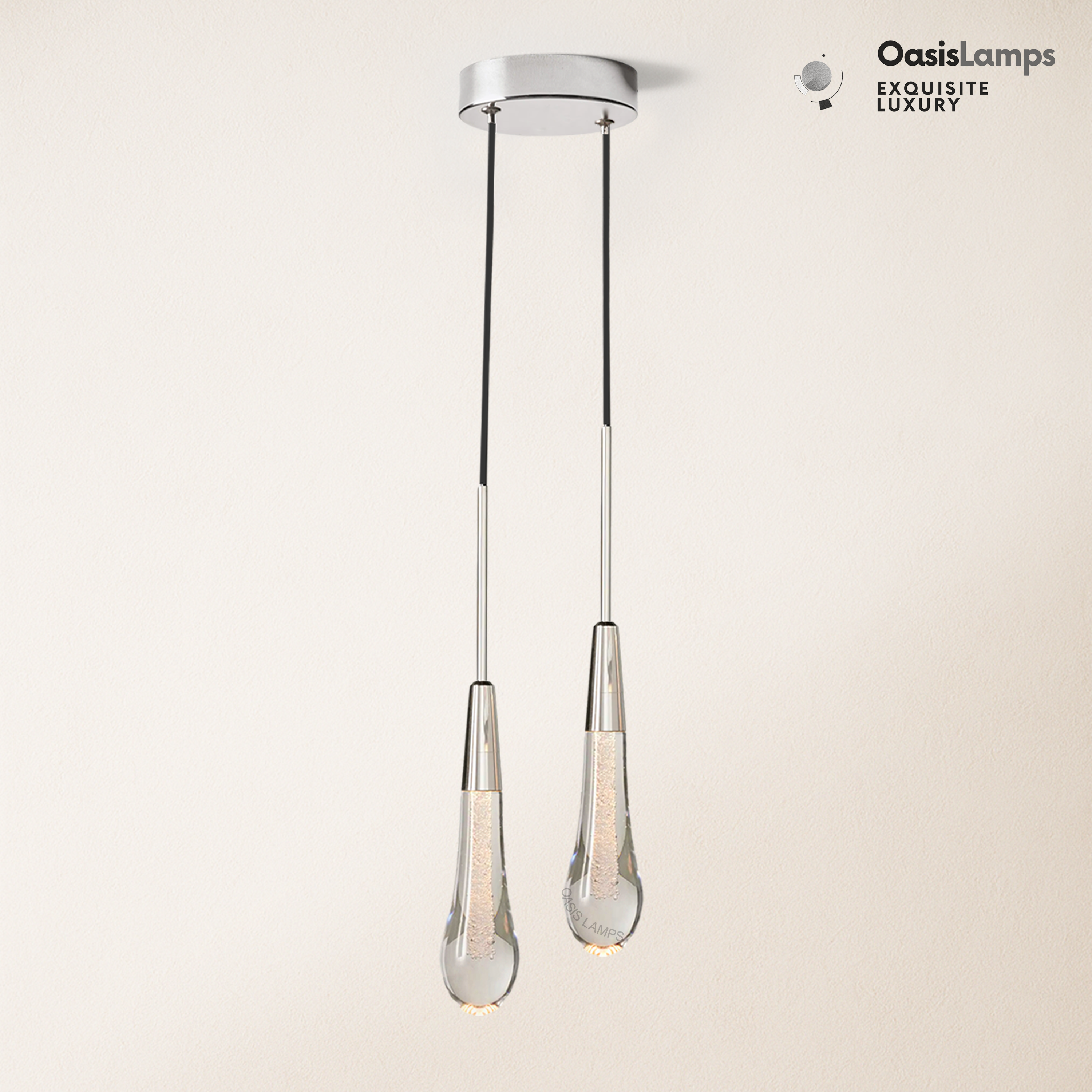 Elara Solitaires Crystal Pendant 2'' 1 light 2 lights#color_nickel,size_2 lights