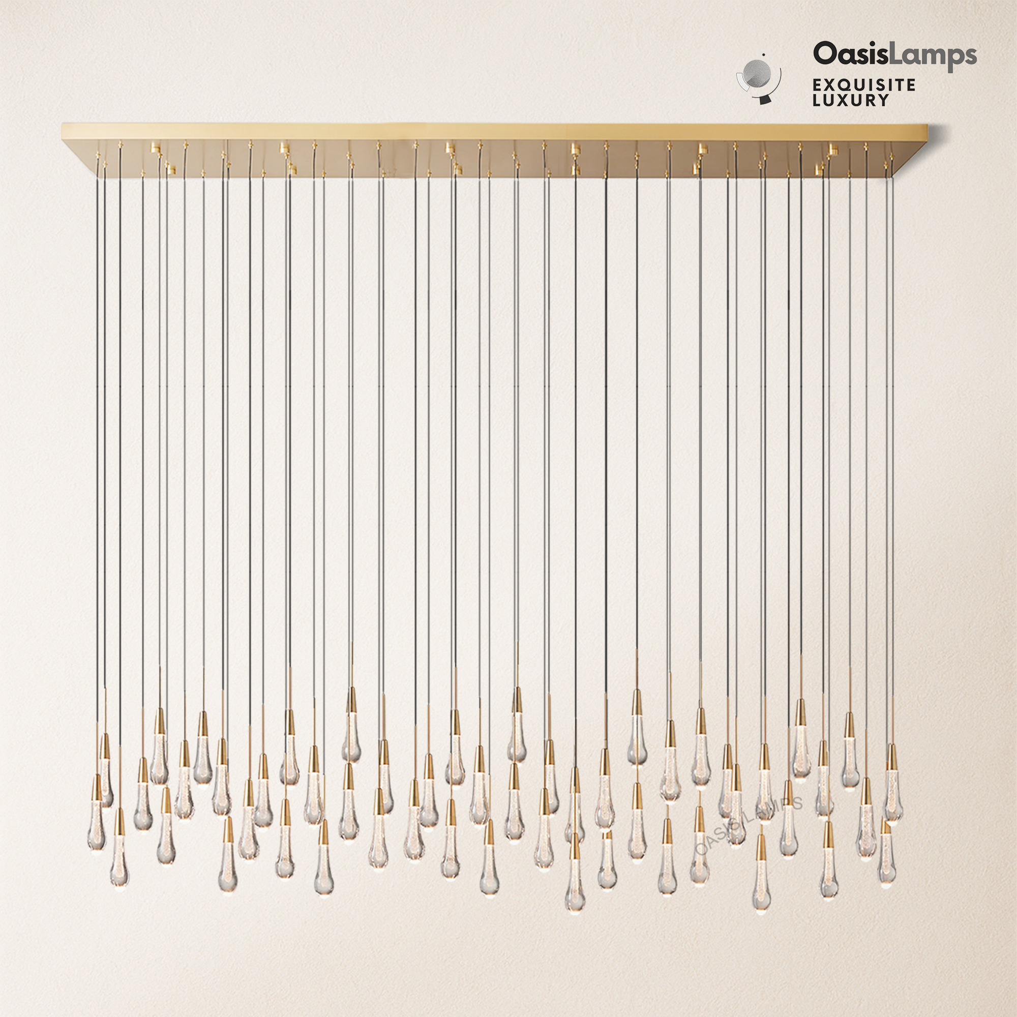 Elara Solitaires Linear Crystal Chandelier 37'' 50'' 70'' 87" 120"W#color_brass,size_87"-52 lights