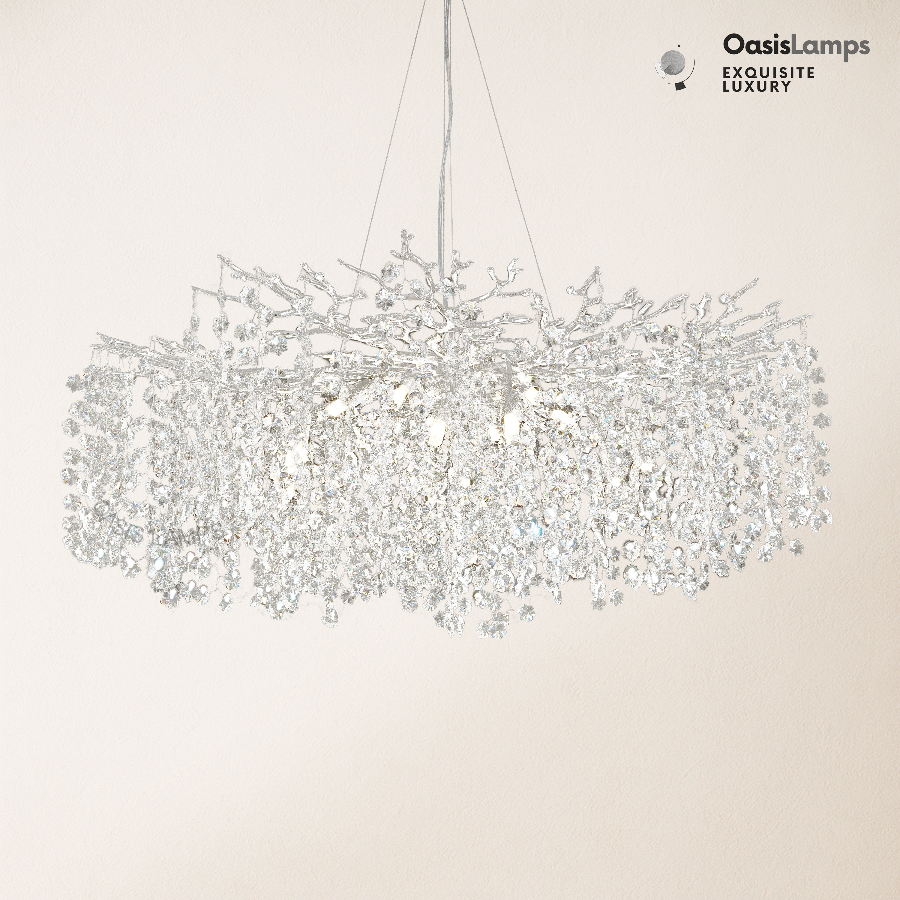 Lustre Branches Crystal Round Chandelier for All Rooms 30" 40"#Color_Silver,Size_D-40inch
