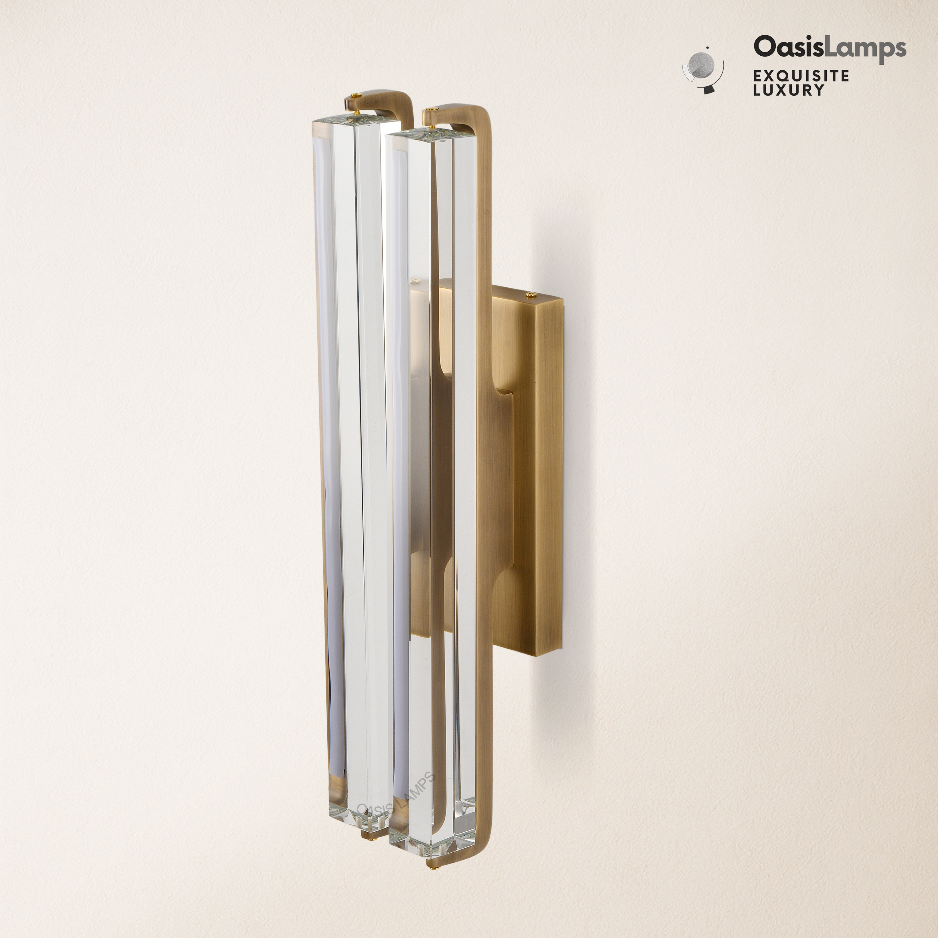 Clara Glow Crystal Wall Sconce 19"#color_brass,style_double crystal