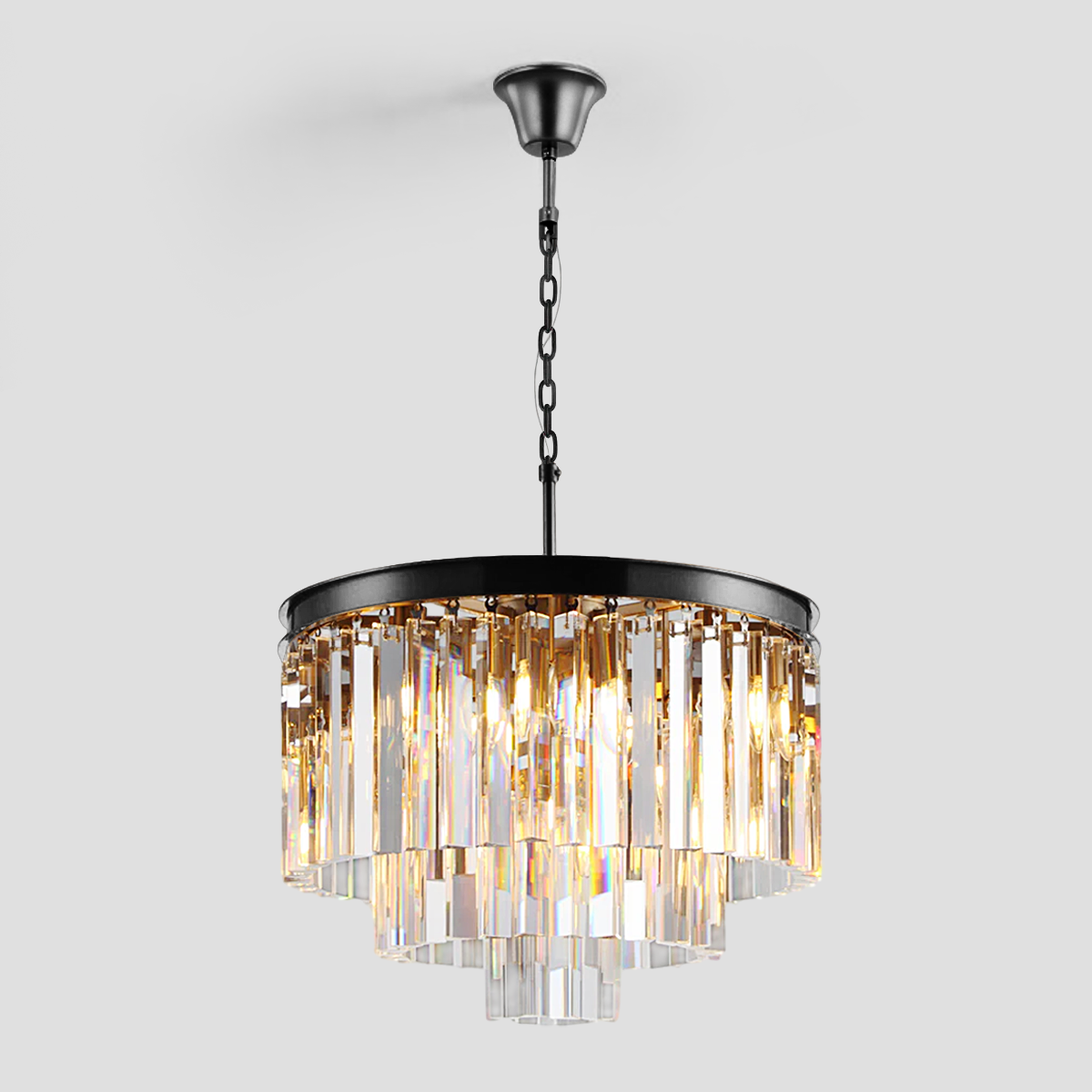 Odeon Crystal Fringe Round Chandelier Collection