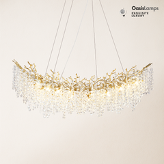 Lustre Branches Crystal Rectangular Chandelier 55"L#Color_Brass