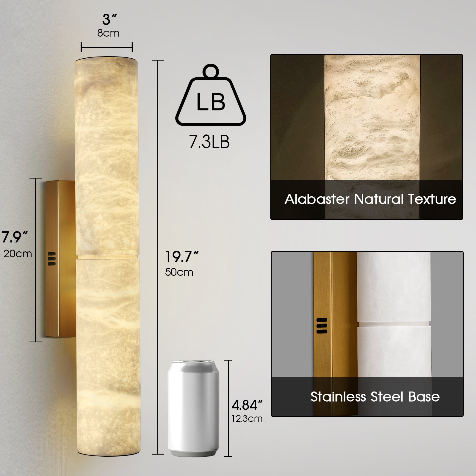 Sylvia Palladian Alabaster Wall Sconce 20" 36"H#size_20",finish_brass