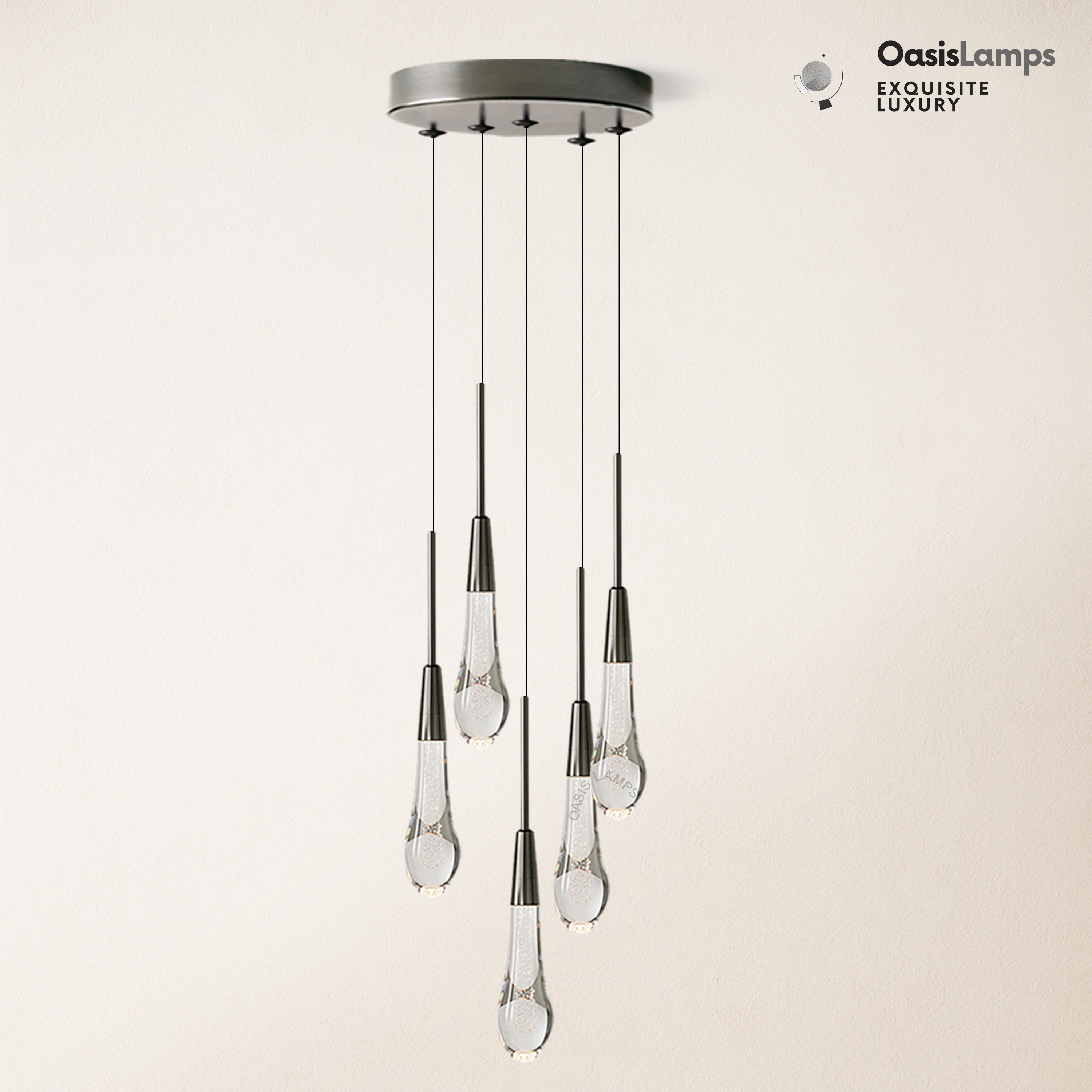 Elara Solitaires Round Crystal Pendant-3 lights 5 lights 7 lights#color_bronze,size_5 lights