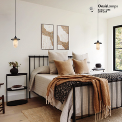 Bloom Alabaster Grace Pendant 6" 8" H#Color_White + Black/Brass , size_D15*H7.48''/D5.91*H7.48"