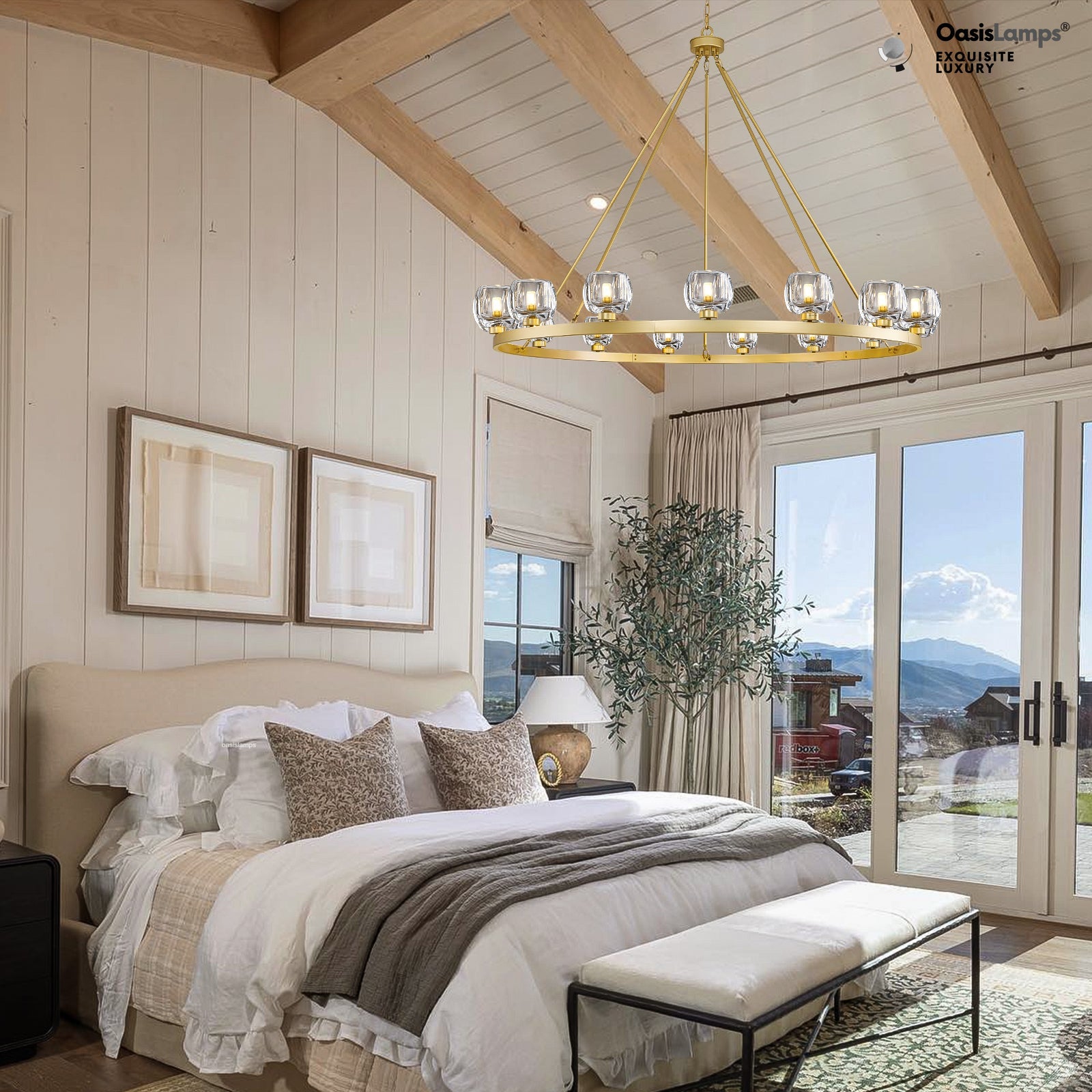 Vellum Round Chandelier 24" 36" 48" 59"D#size_59"-round,color_brass