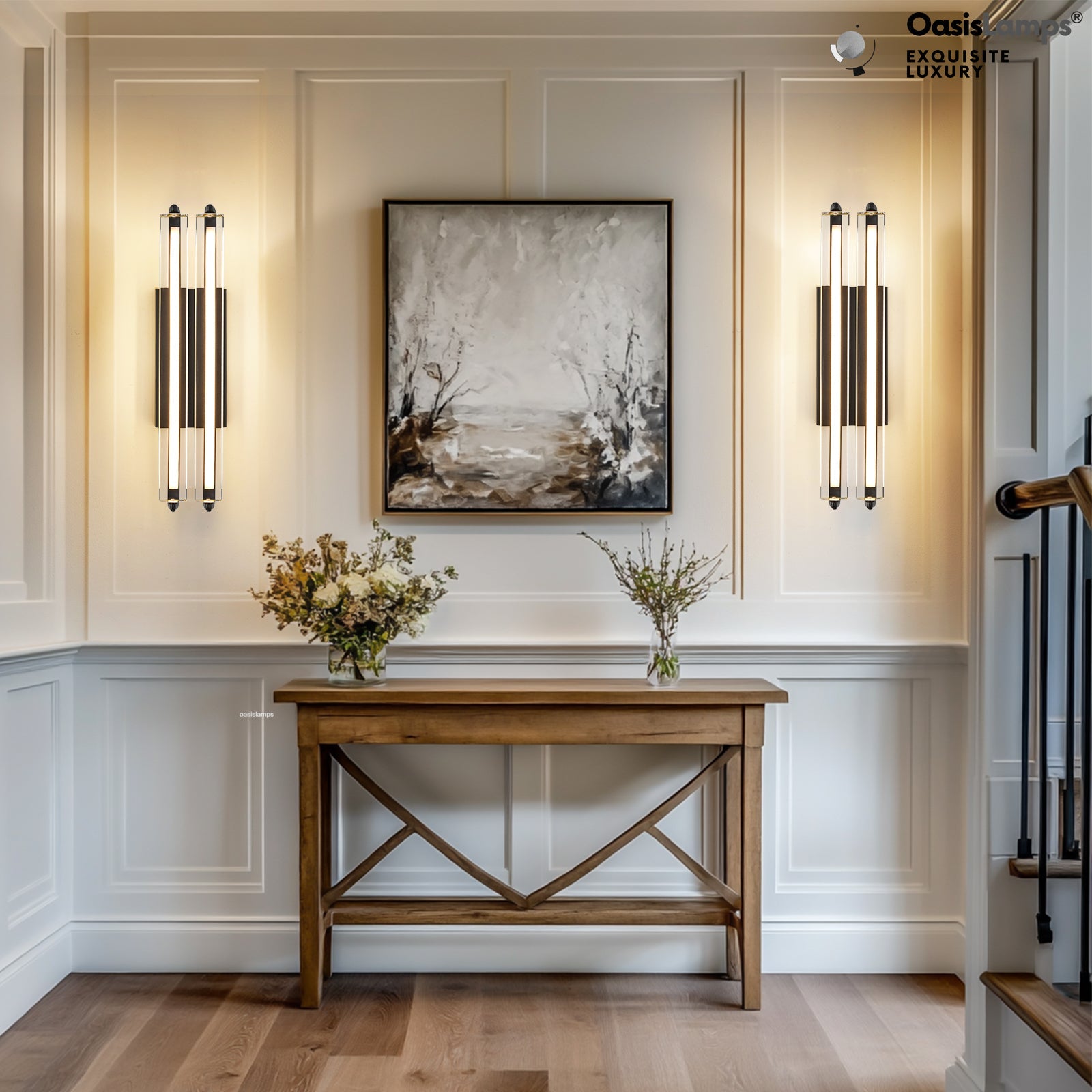 Clara Glow Crystal Wall Sconce 19"#color_black,style_double crystal