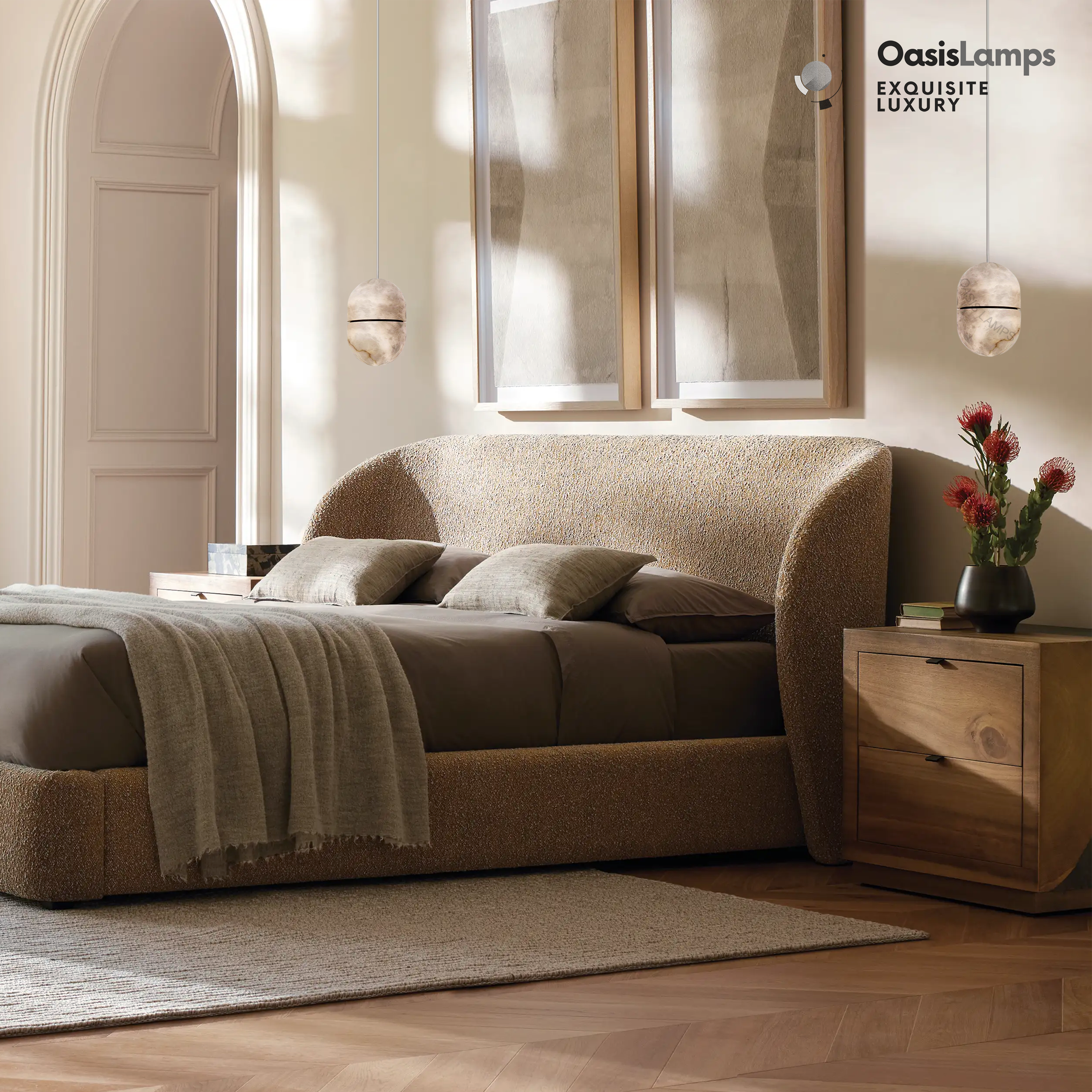 Hecate Alabaster Oval Large Art Pendant Light