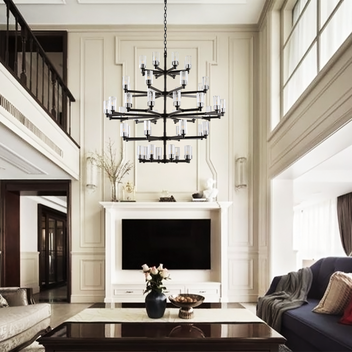 Kleidoscope Tiered/ Layered Large Crystal Fringe Chandelier