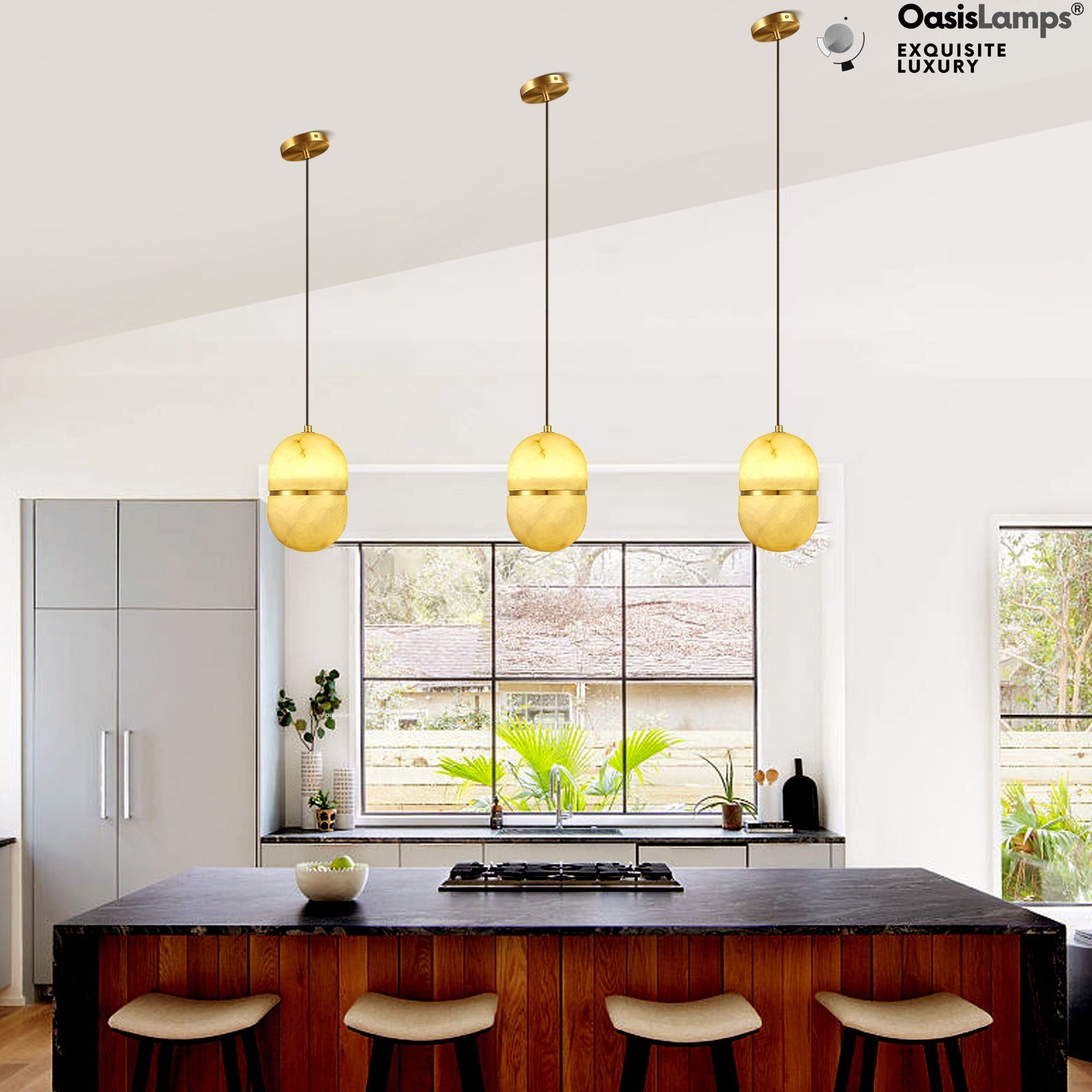 Hecate Alabaster Modern Pendant 5.5''D