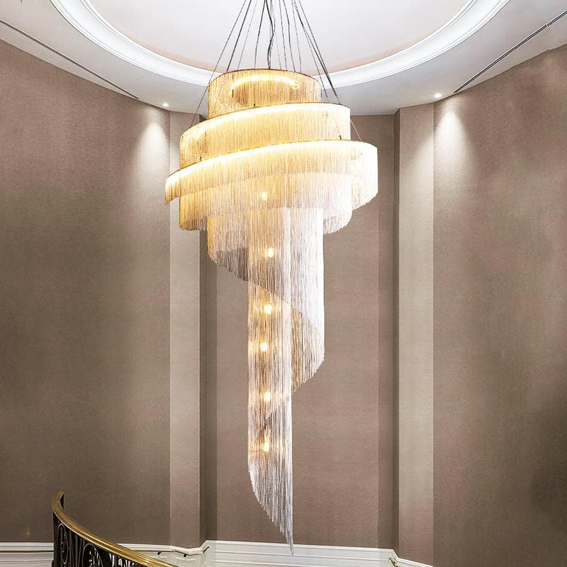 Alisa Luxury Aluminum Chain Tassel Ring Multilayer Chandelier 47'' 59'' 67''H