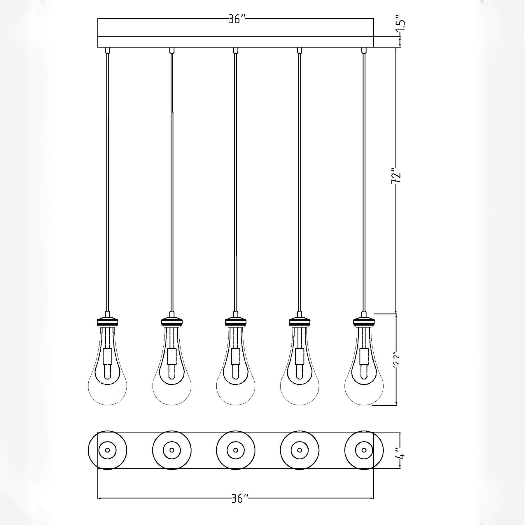 Raindrop Linear Chandelier 5 LIGHTS L 36"