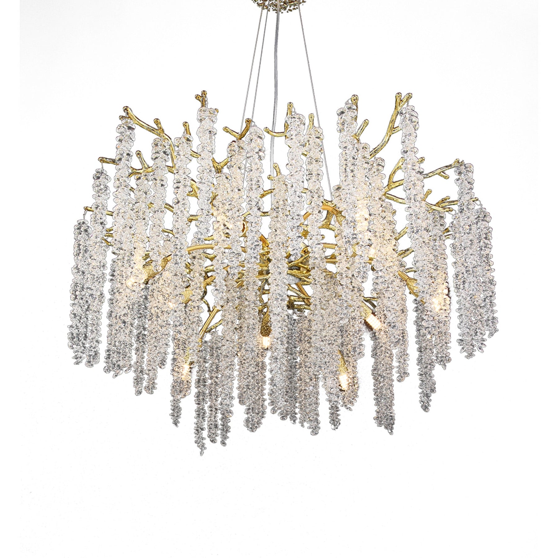 Gold Coin Crystal Round Branch Chandelier For Living Room