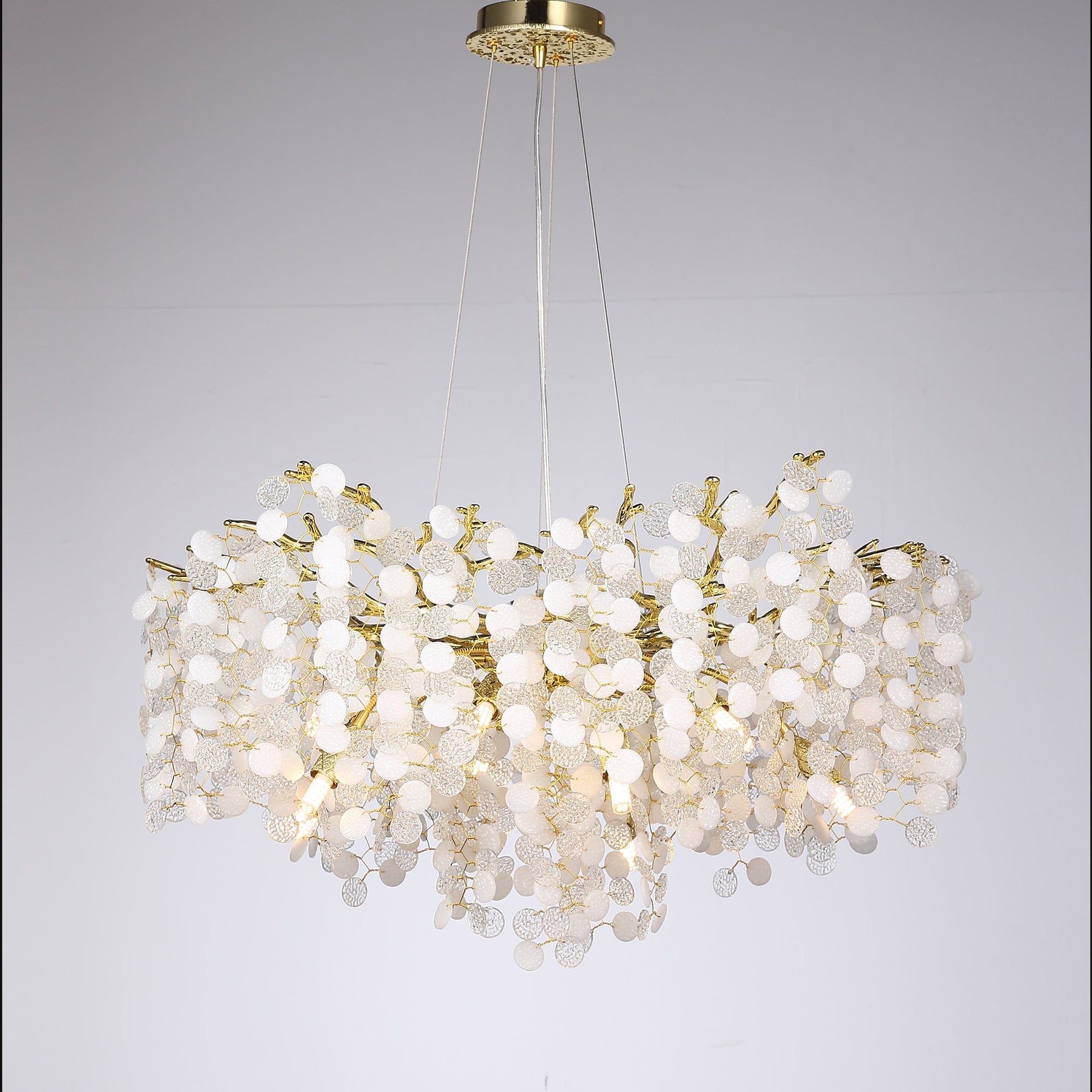 Fleur Clear Crystal Round Modern Branch Chandelier For Living Room