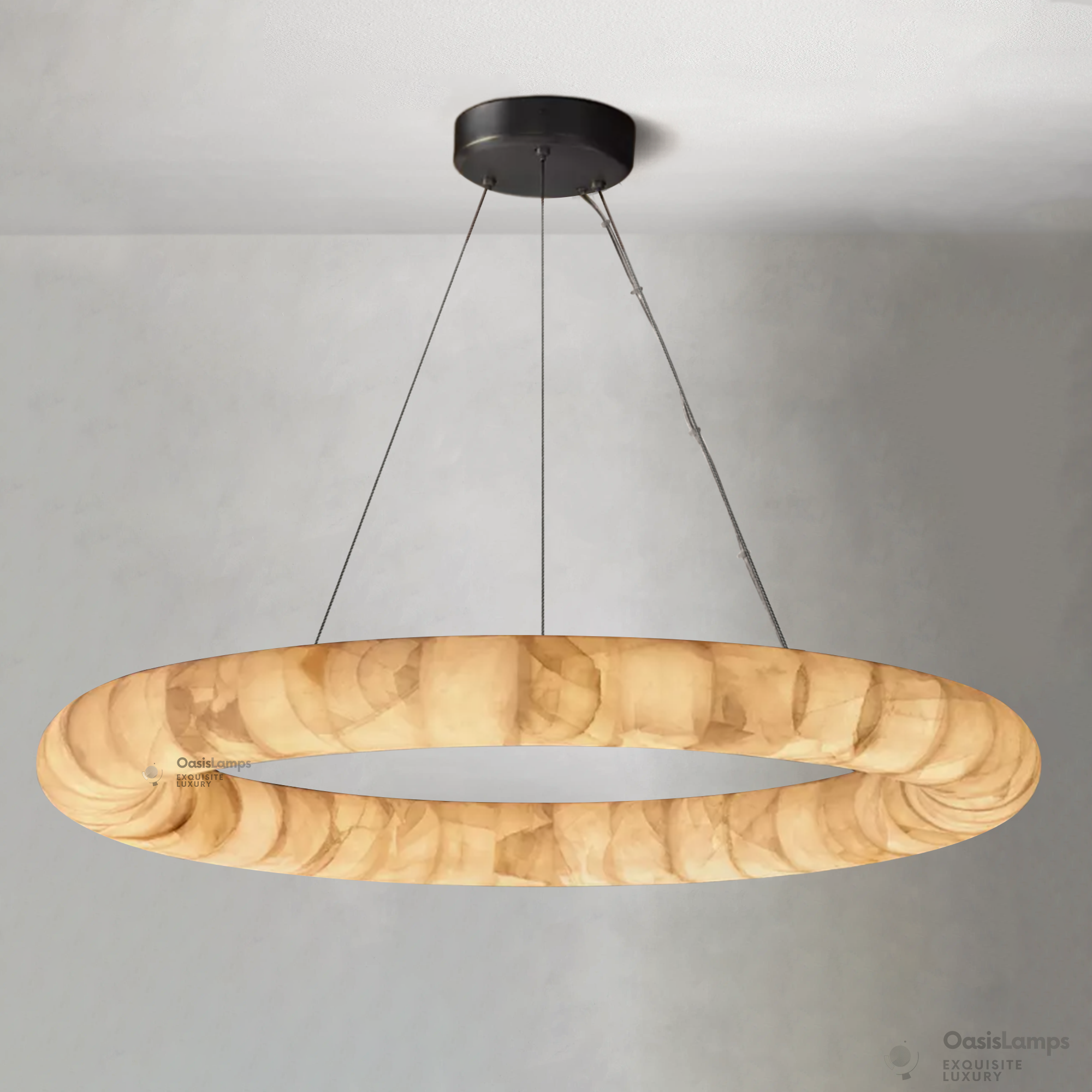 Alabaster Lisse Round Chandelier 31" 41" 61"D