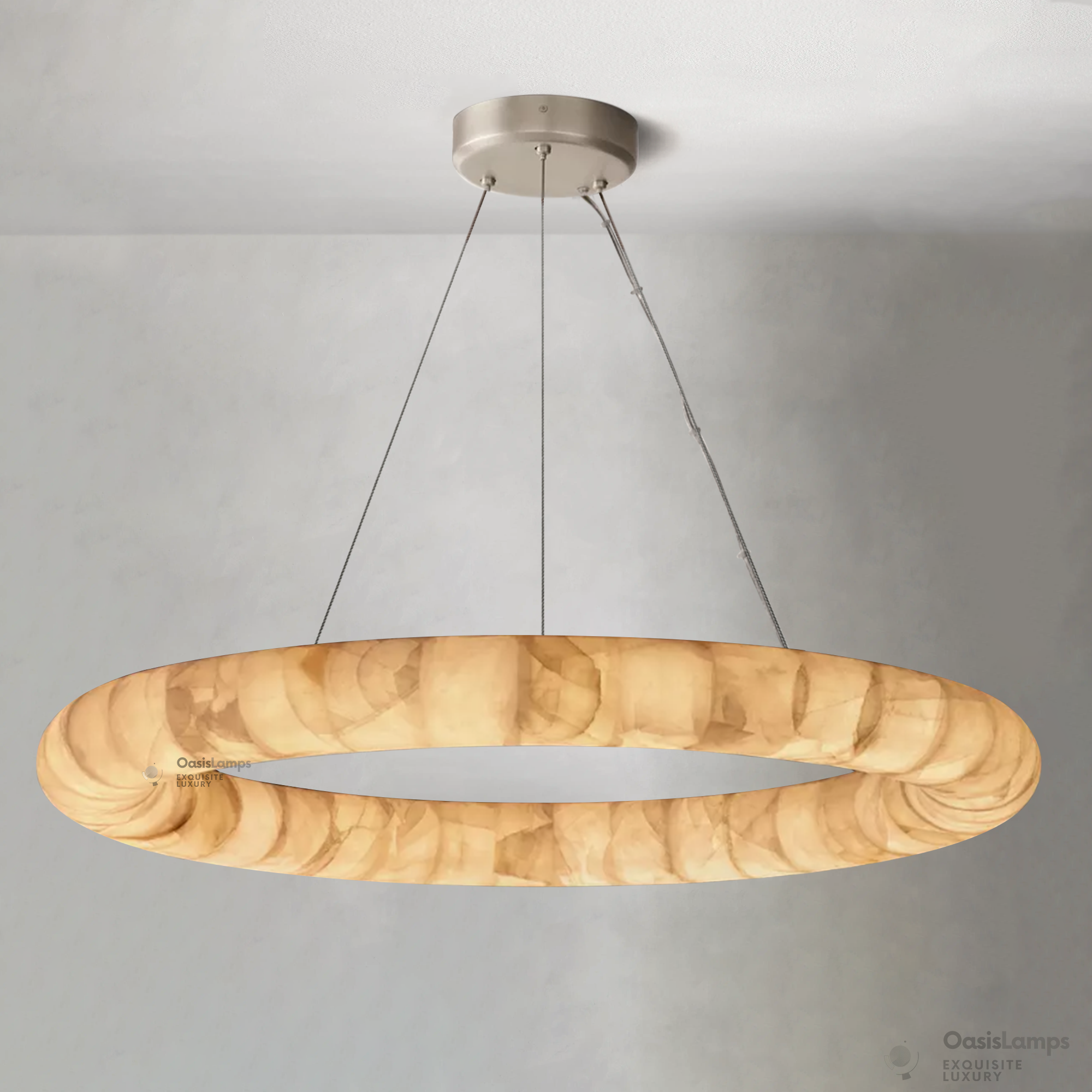 Alabaster Lisse Round Chandelier 31" 41" 61"D
