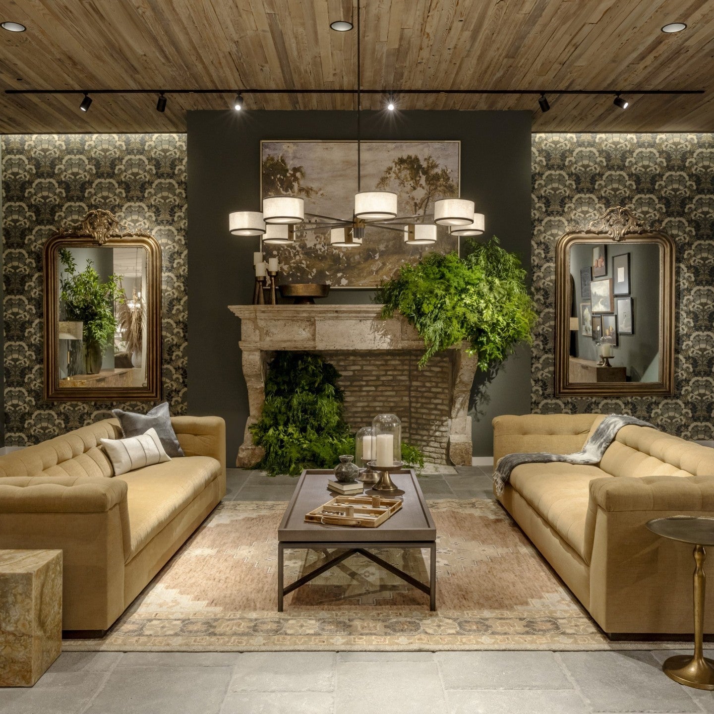 Daphne Round Linen Chandelier 48" 60"D