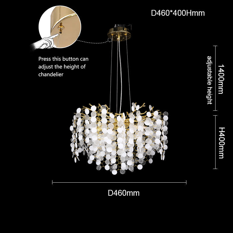 Fleur Clear Crystal Round Modern Branch Chandelier For Living Room