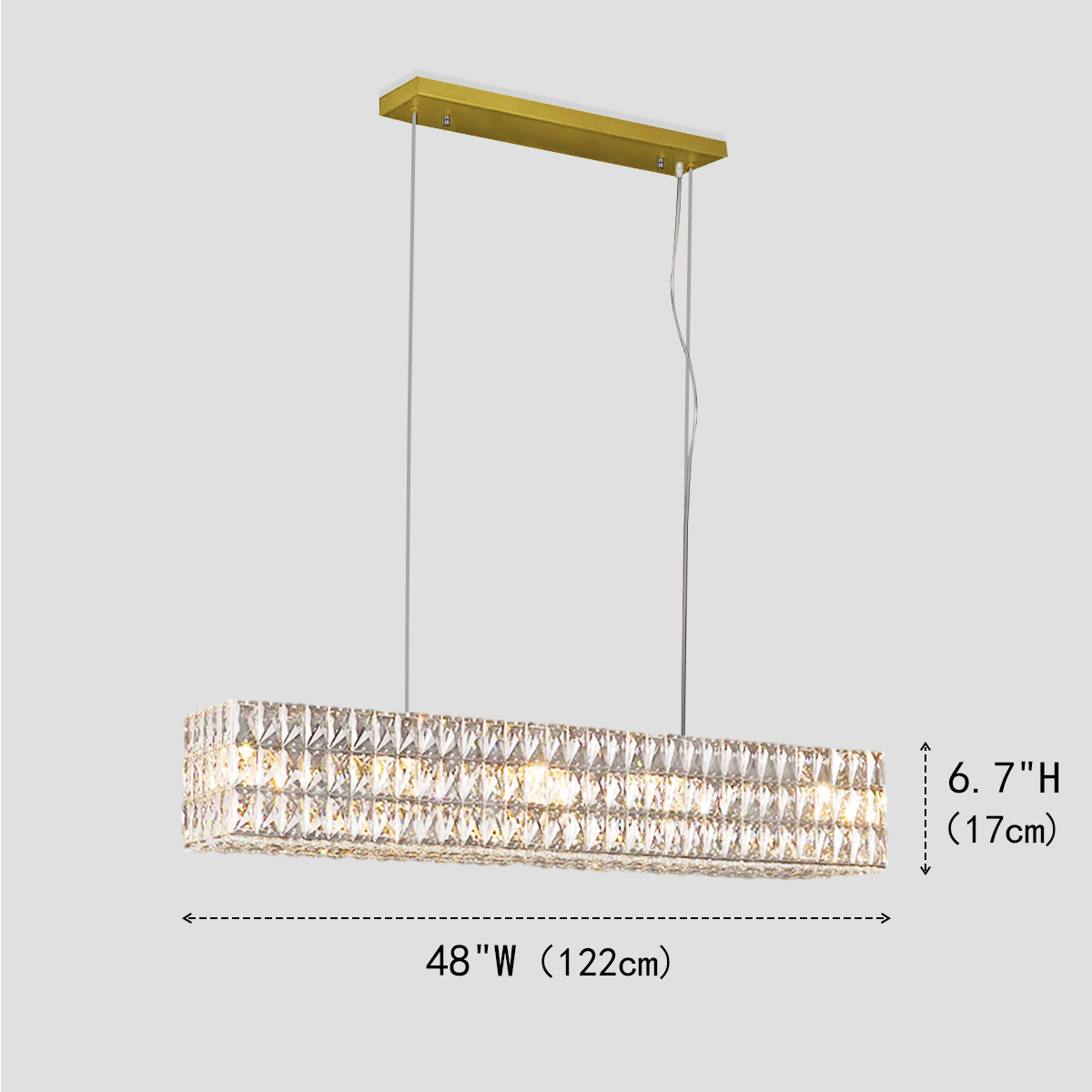 Mia Rectangular 3-Tier Crystal Chandelier