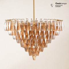 Celestial Drop Crystal Glass Chandelier 36"#color_brass