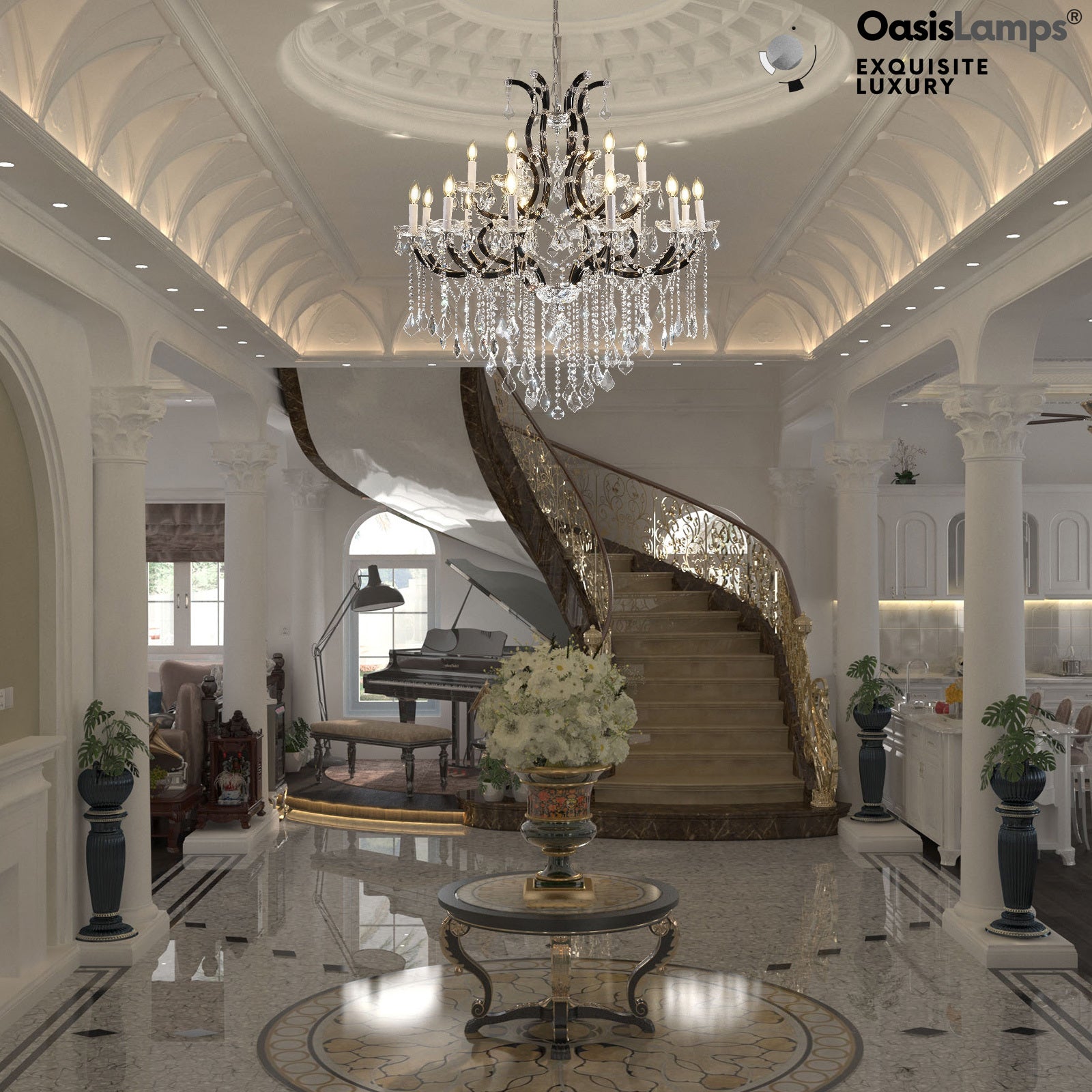 Crystal Candle Classical Chandelier 18" 40" 48"D#Size_40"