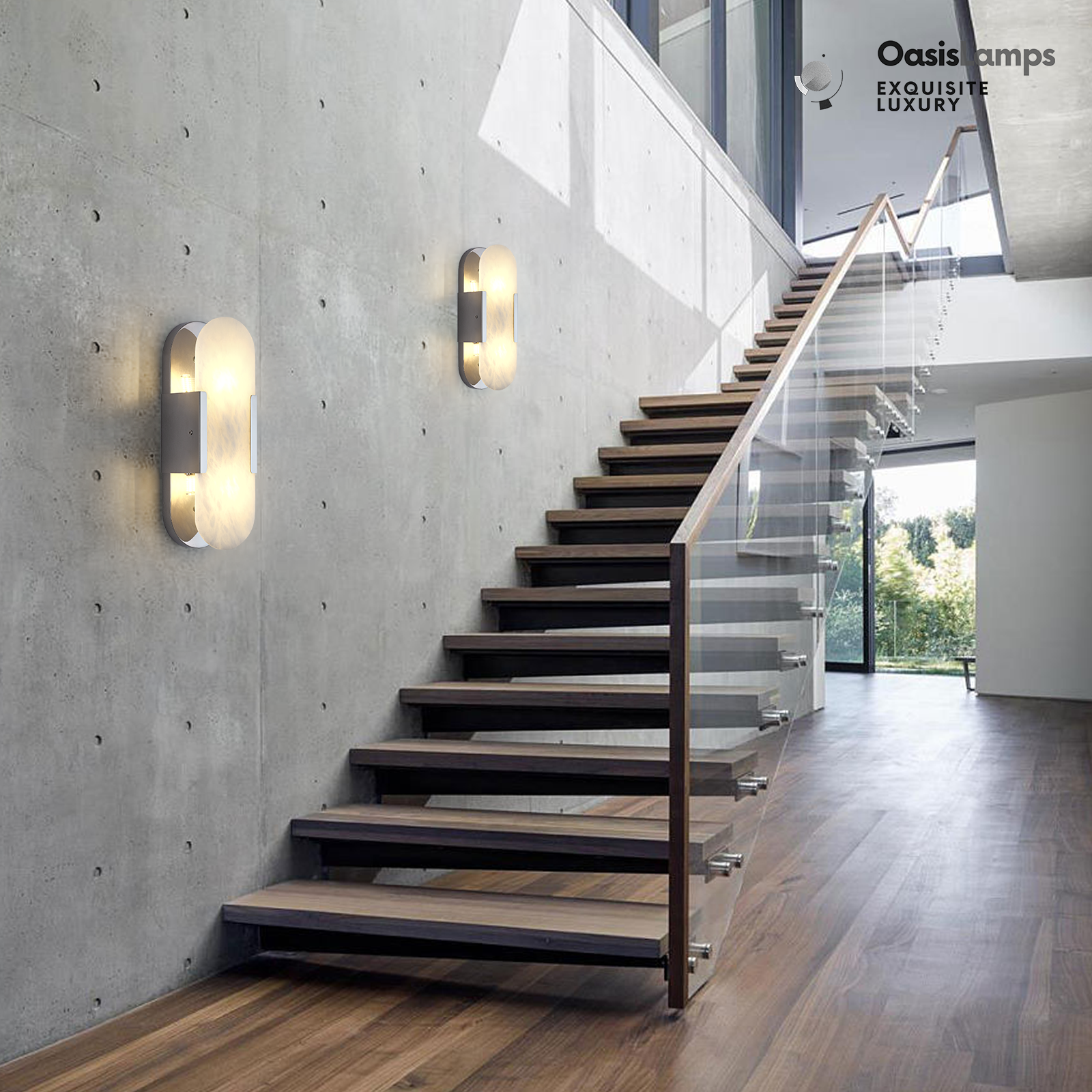 OpalEdge Oval Alabaster Wall Sconces 13.8" 19.7"H#Color_silver,size_13.8" H-1 Pack