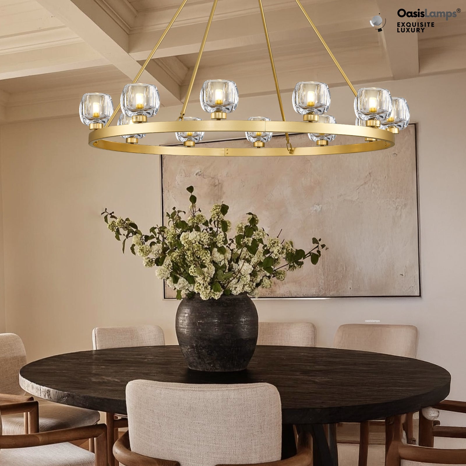 Vellum Round Chandelier 24" 36" 48" 59"D#size_48"-round,color_brass