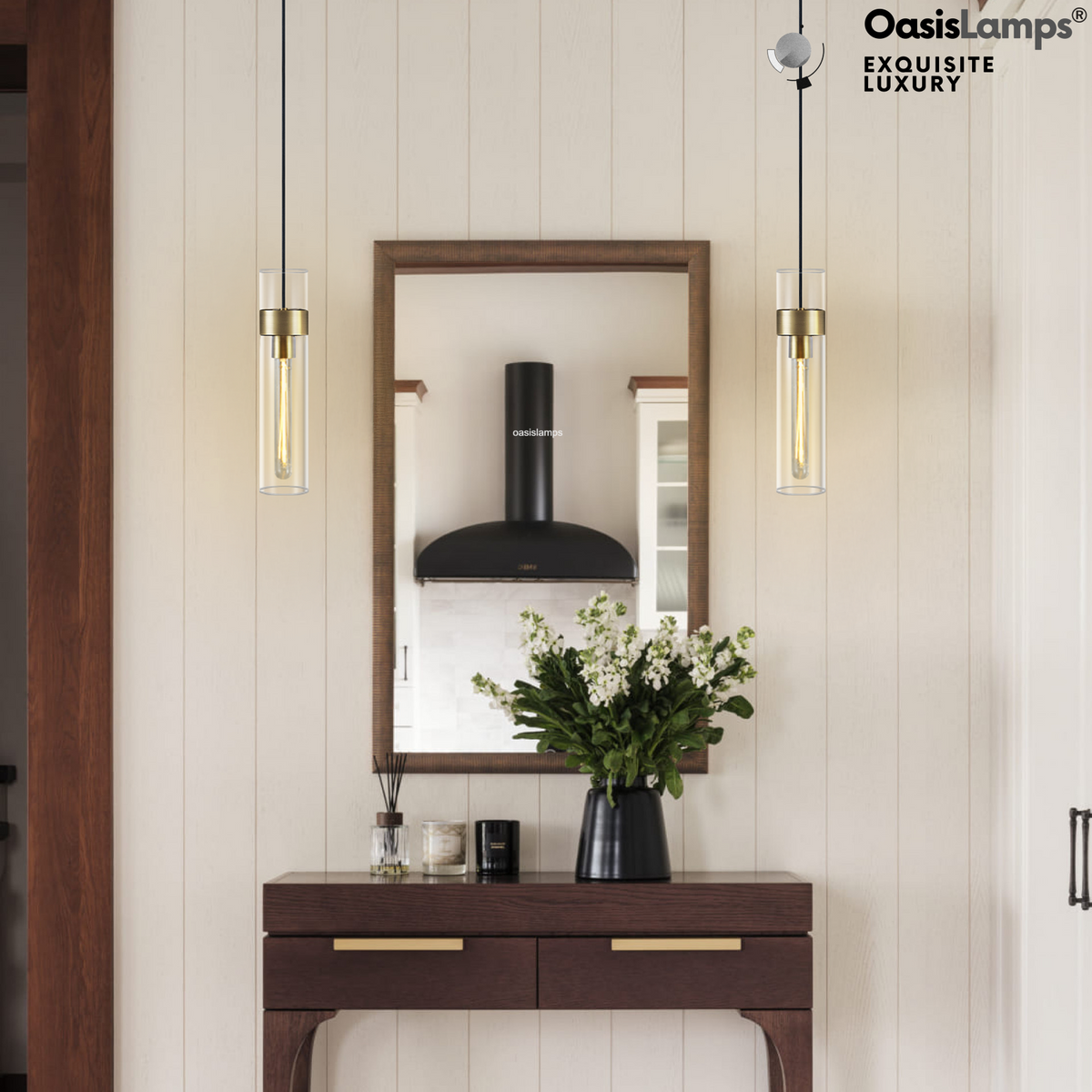 Cylora Glass Tube Pendant#Color_Brass