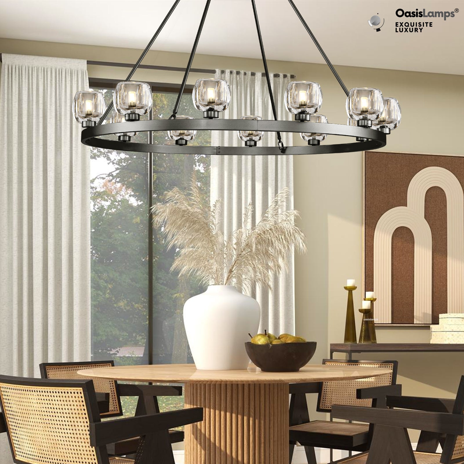 Vellum Round Chandelier 24" 36" 48" 59"D#size_48"-round,color_black