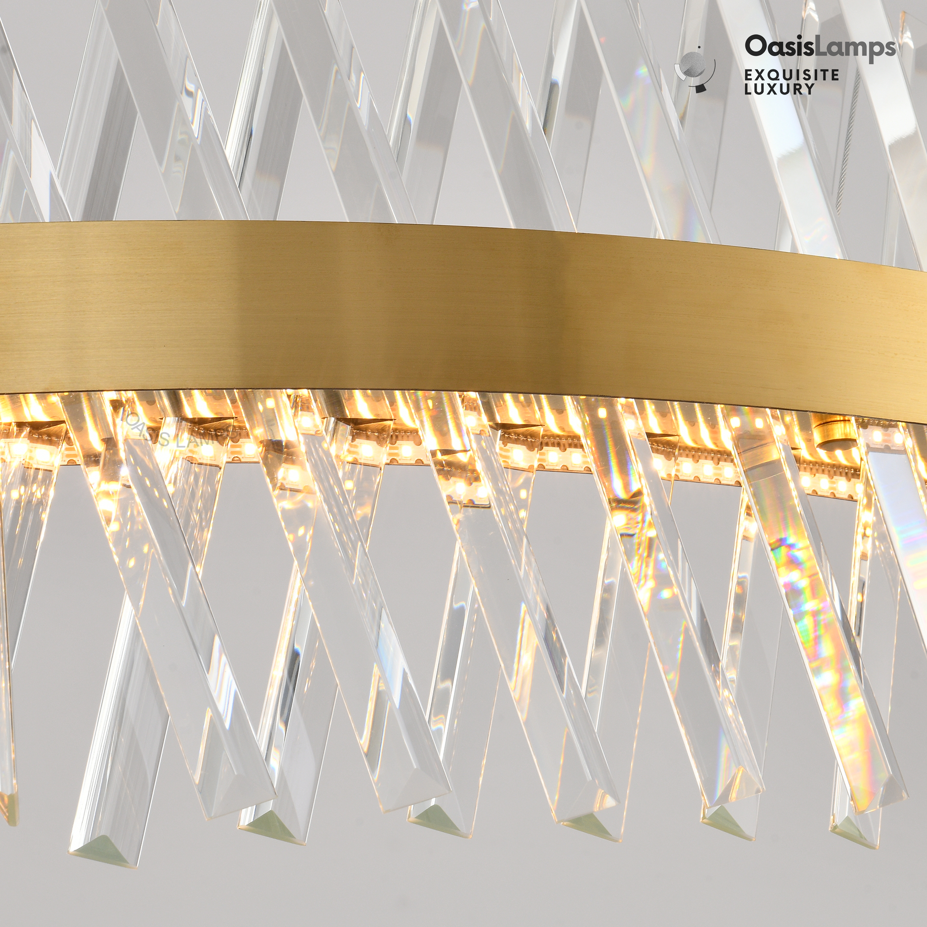 Vetro Prism Crystal Rectangular Chandelier 40" 47"L#Color_Brass