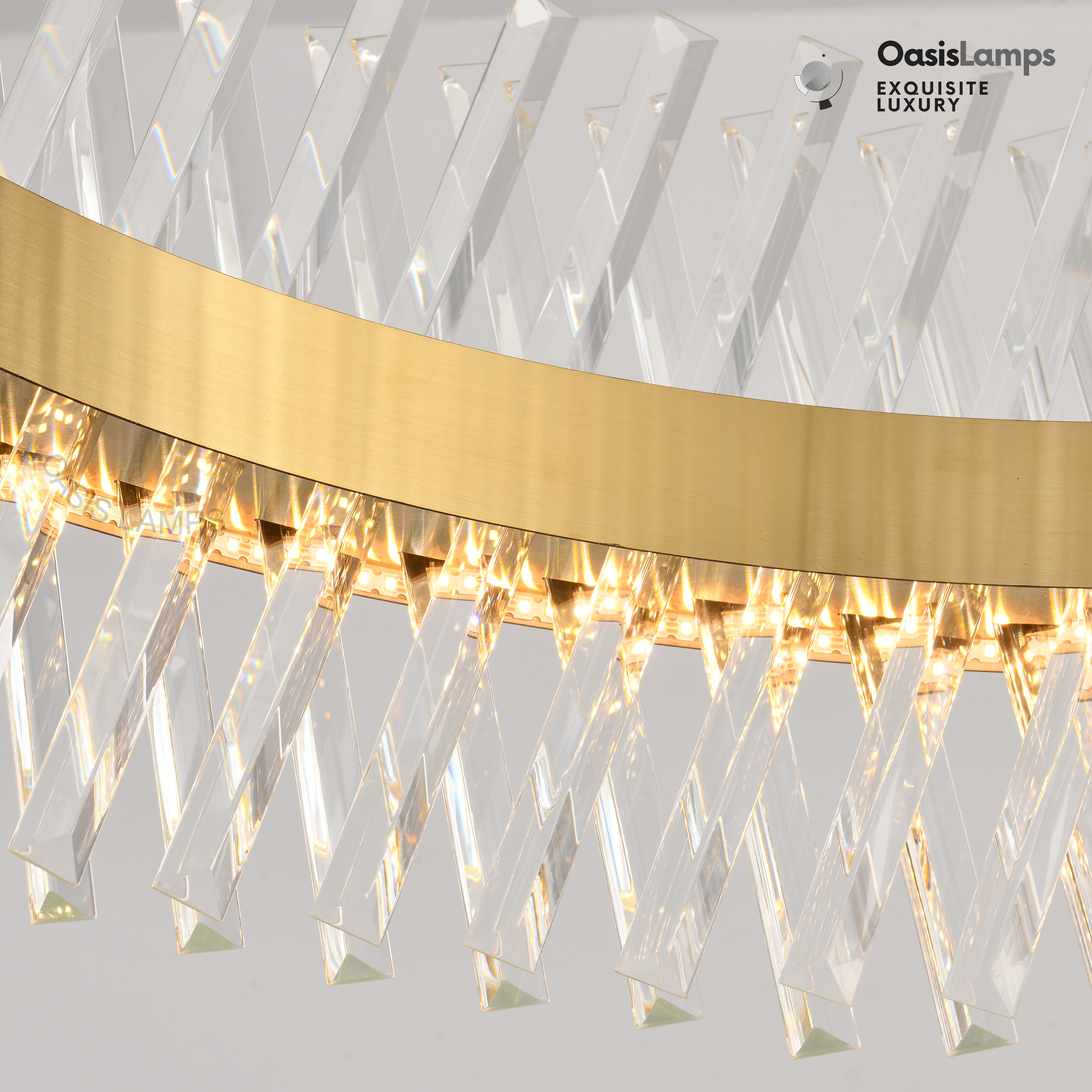 Vetro Prism Crystal Round Chandelier 23.6" 31.5" 40"D#Color_Brass