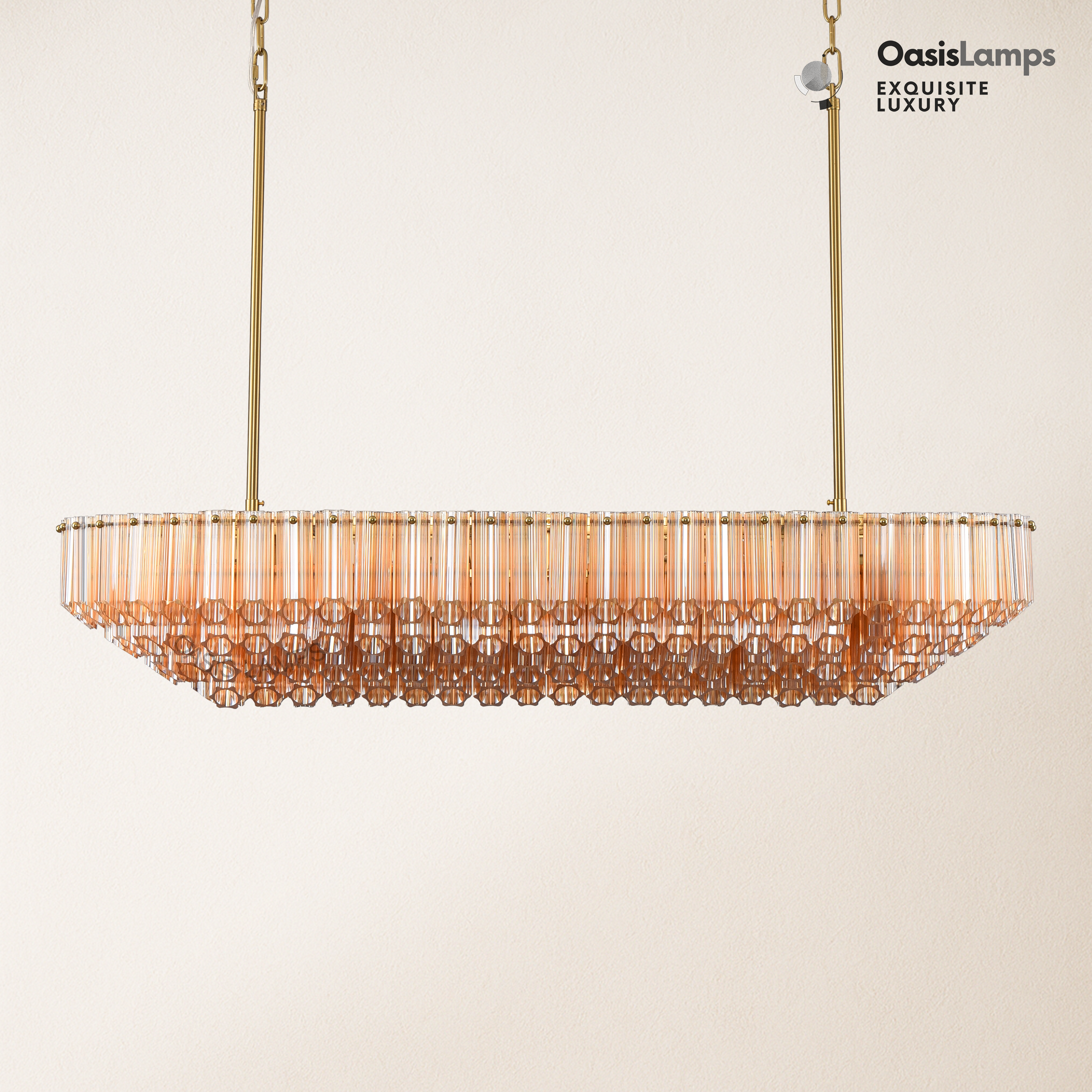 Ethereal Radiance Clear/Amber Rectangular Crystal Chandelier 43"L#glass color_amber,size_43in