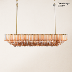 Ethereal Radiance Clear/Amber Rectangular Crystal Chandelier 43"L#glass color_amber,size_43in