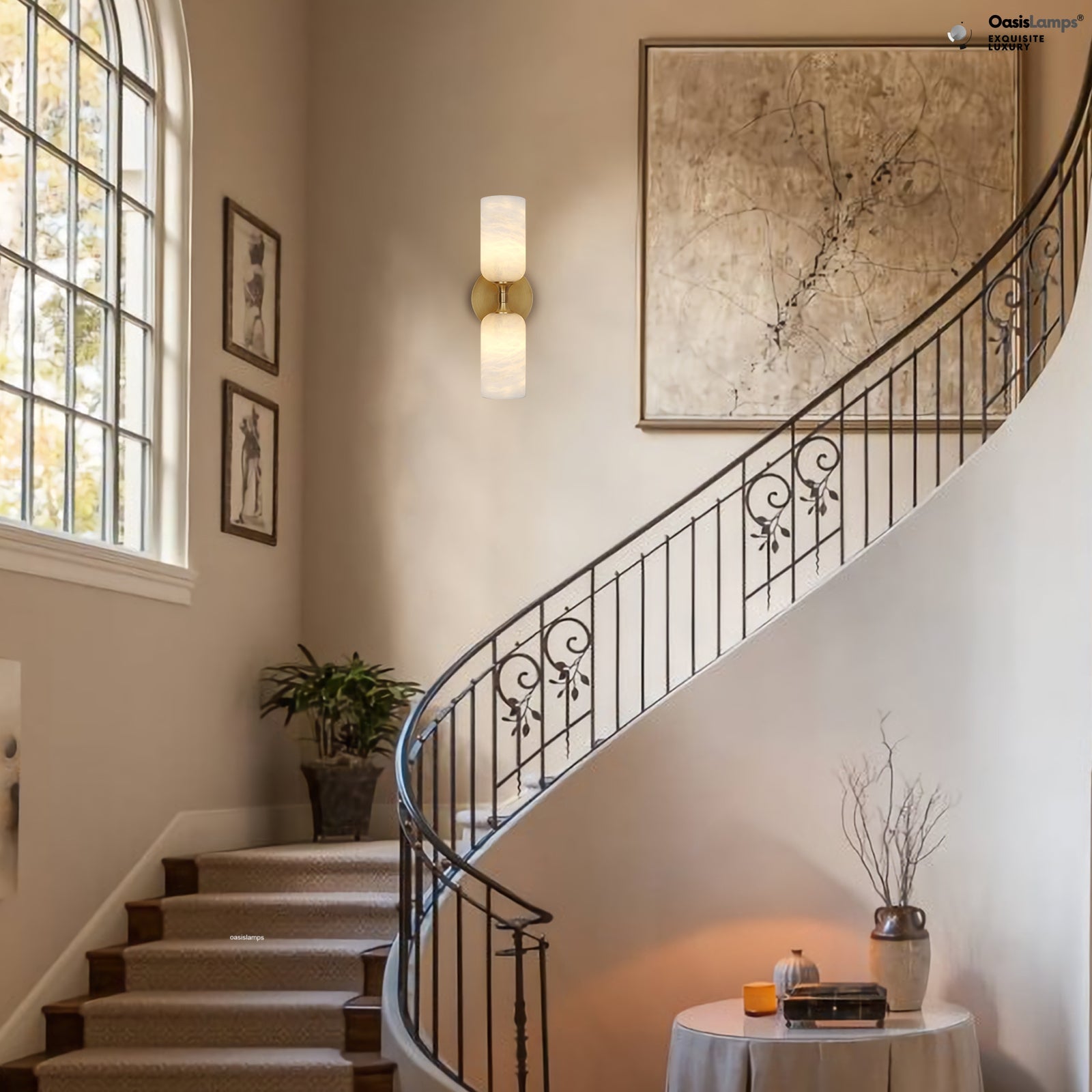 Axis Alabaster Wall Sconce 13.9"#color_brass