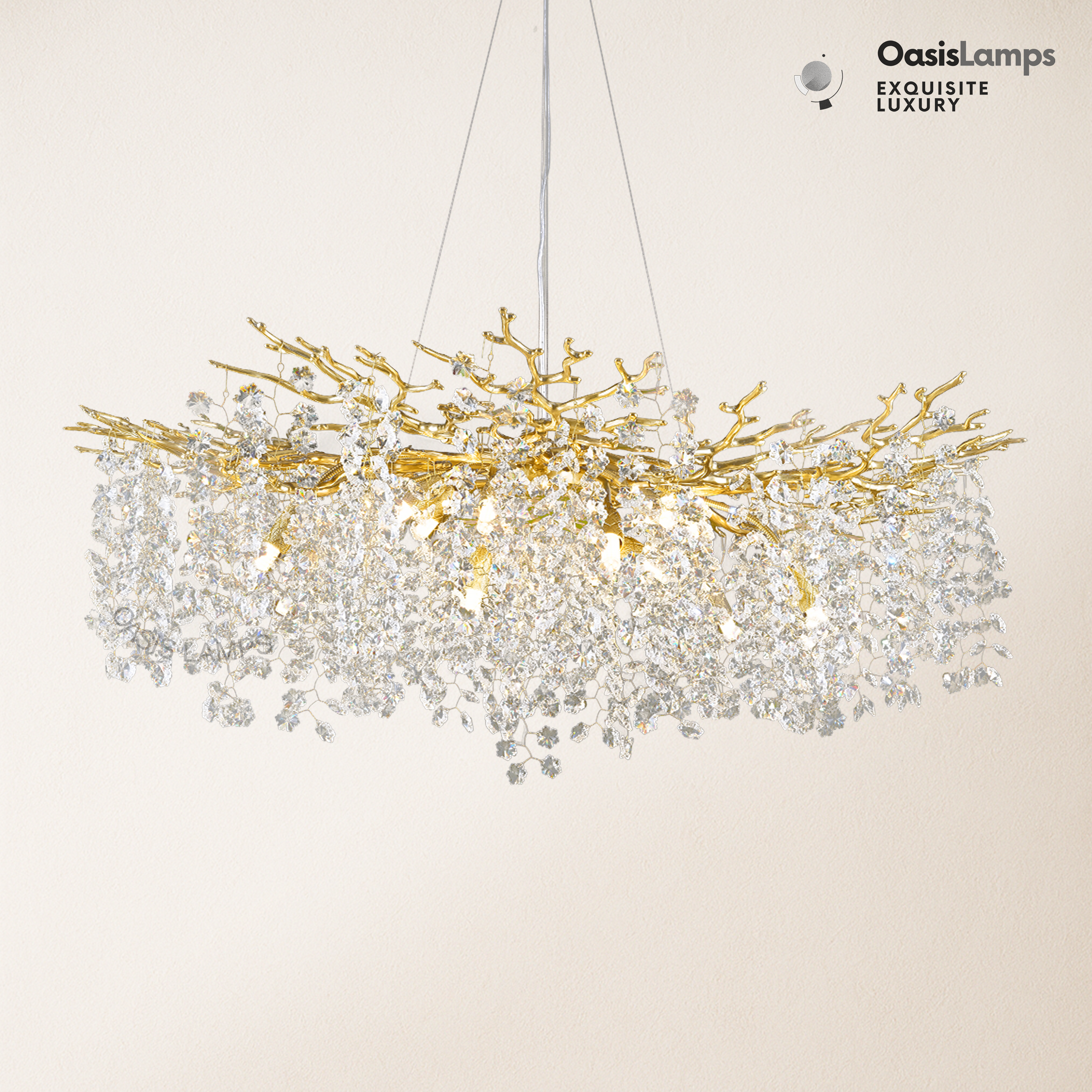 Lustre Branches Crystal Round Chandelier for All Rooms 30" 40"#Color_Brass,Size_D-40inch