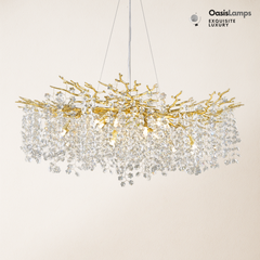 Lustre Branches Crystal Round Chandelier for All Rooms 30" 40"#Color_Brass,Size_D-40inch