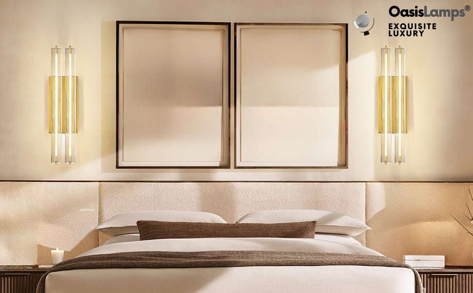 Clara Glow Crystal Wall Sconce 19"#color_brass,style_double crystal