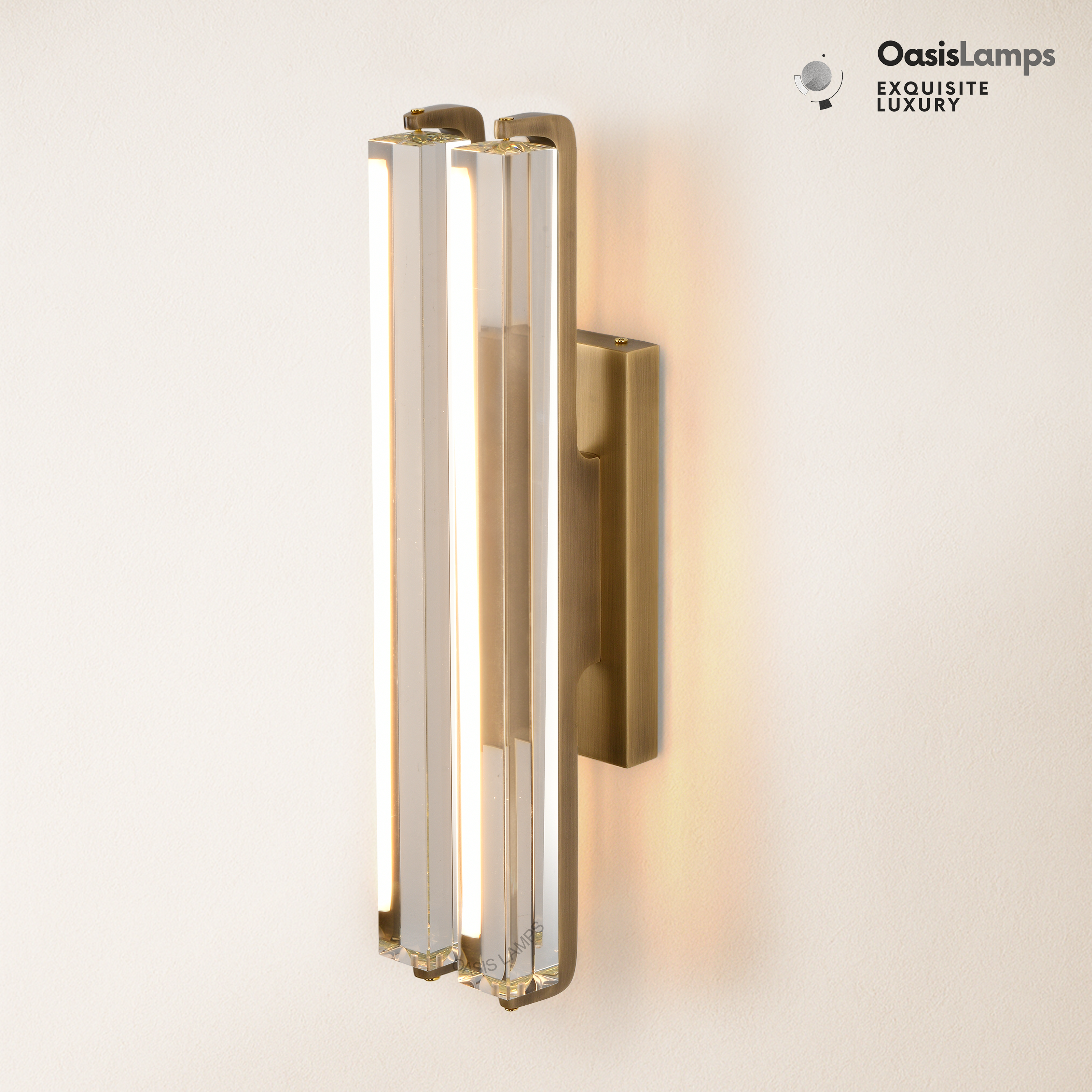 Clara Glow Crystal Wall Sconce 19"#color_brass,style_double crystal