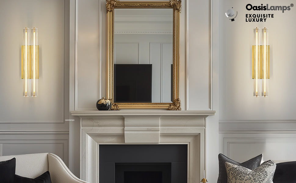 Clara Glow Crystal Wall Sconce 19"#color_brass,style_double crystal