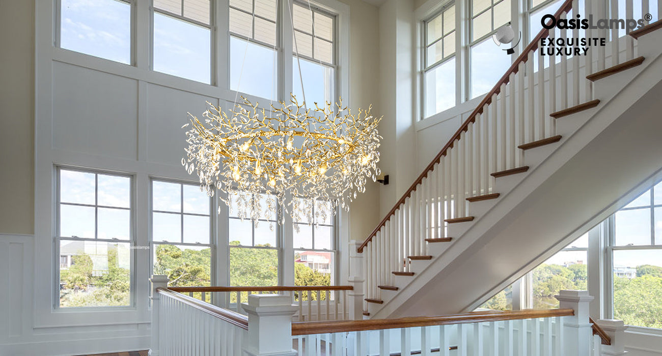 Frostleaf Branch Halo Chandelier 48"D#Color_Brass