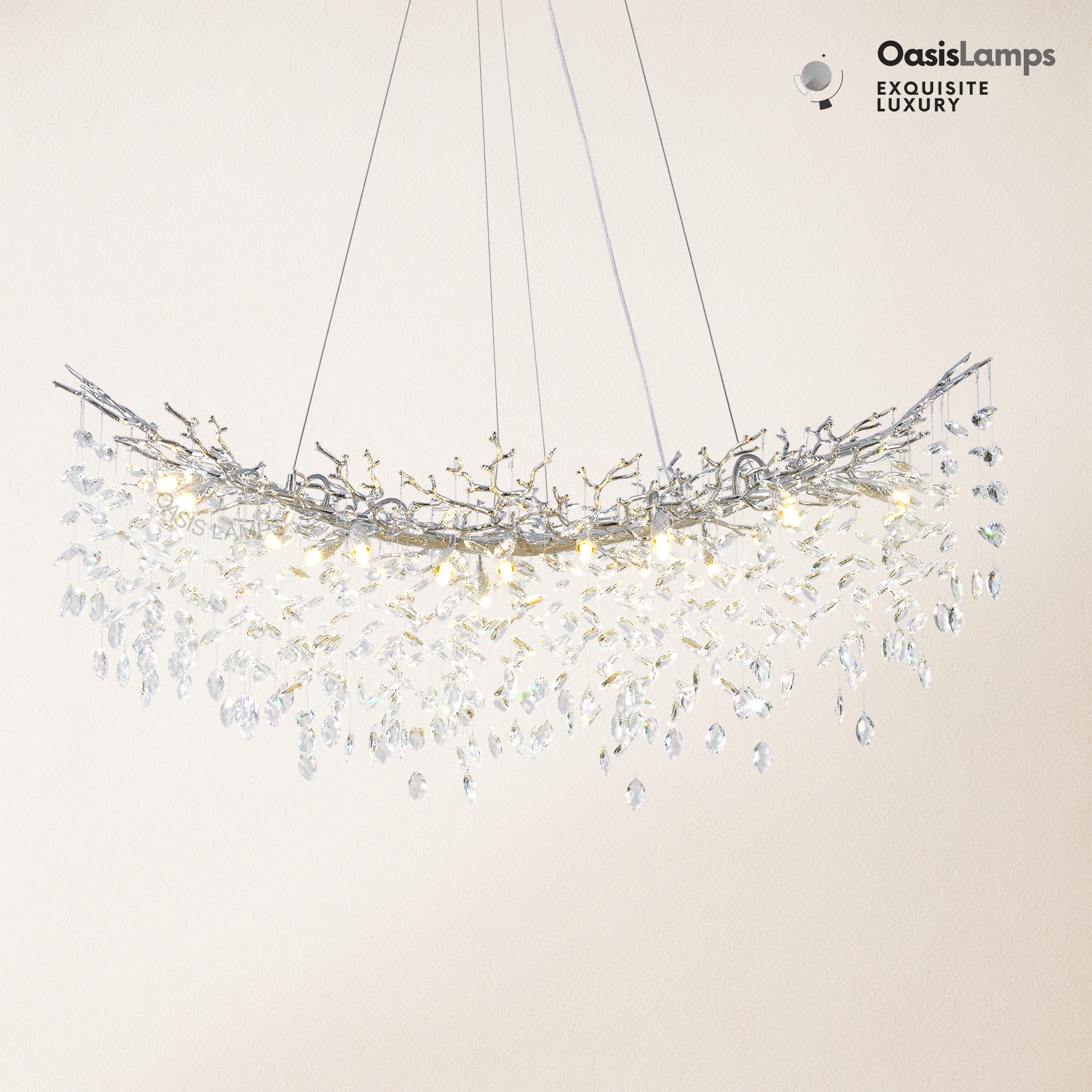 Frostleaf Cascade Tree Branch Linear Chandelier for All Rooms 55" 72"#Color_silver,Size_L-55inches