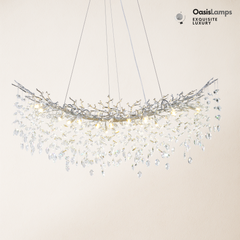 Frostleaf Cascade Tree Branch Linear Chandelier for All Rooms 55" 72"#Color_silver,Size_L-55inches