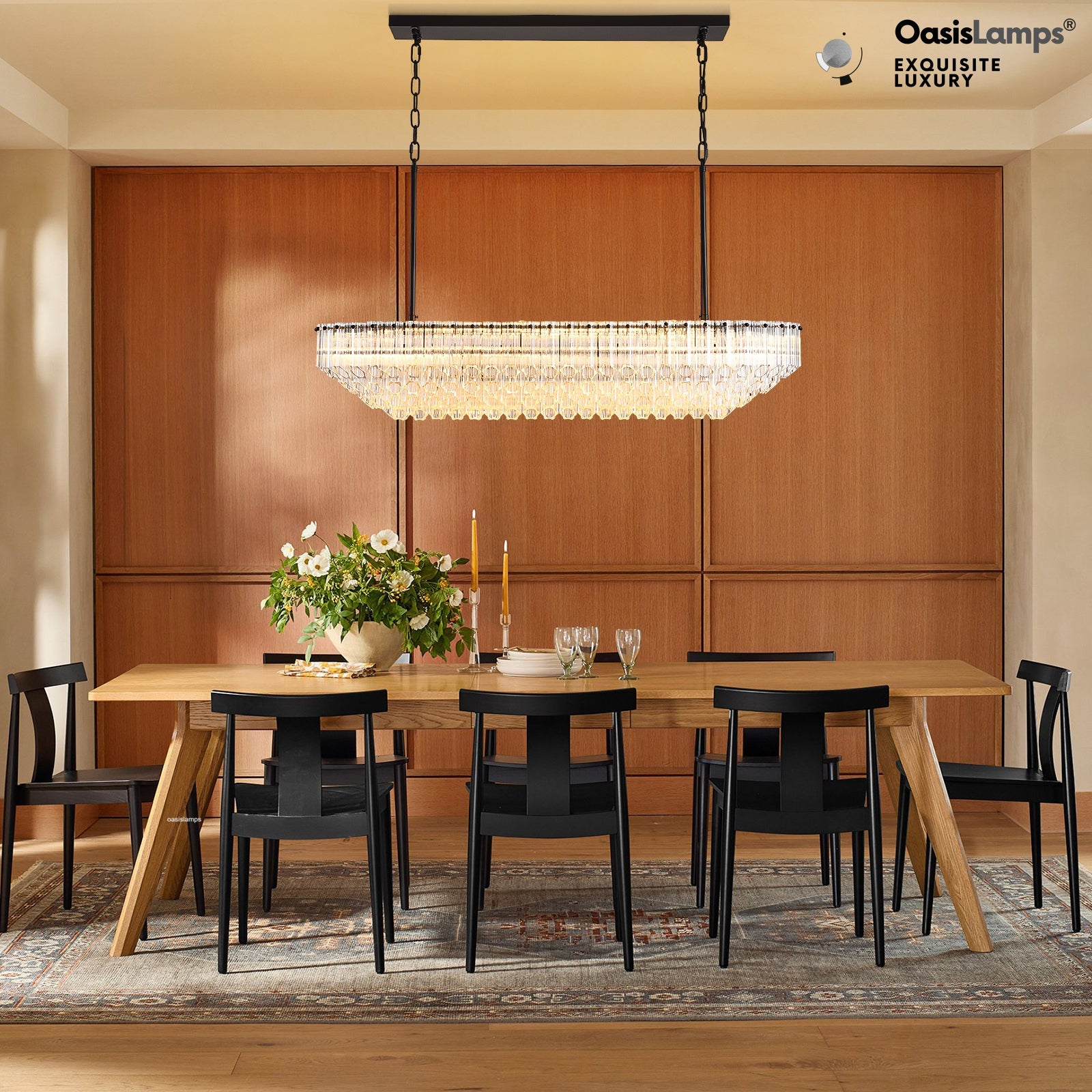 Ethereal Radiance Clear/Amber Rectangular Crystal Chandelier 43"L#glass color_clear,size_43in