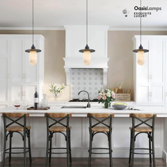 Bloom Alabaster Grace Pendant 6" 8" H#Color_White + Black/Brass , size_D15*H7.48''/D5.91*H7.48"