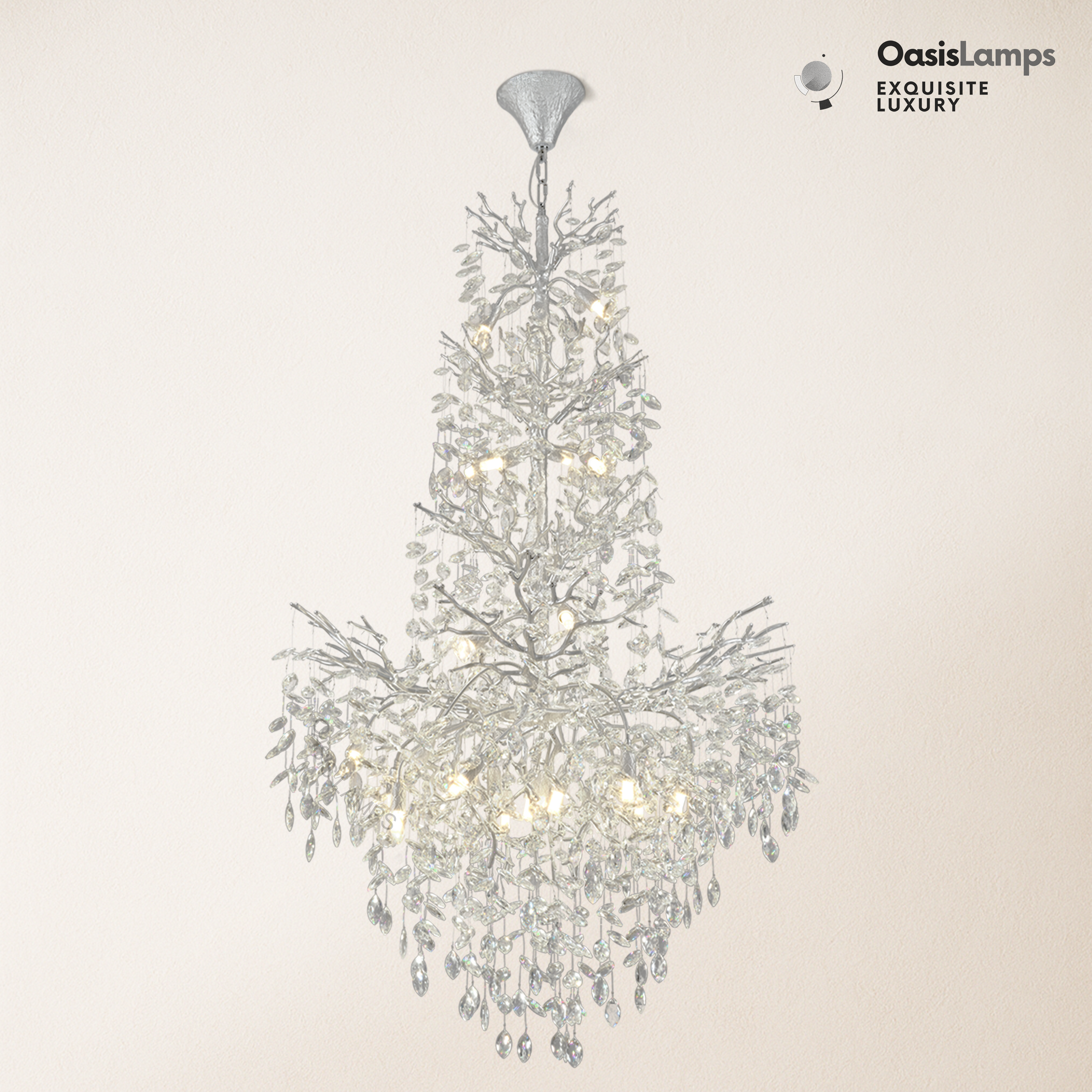 Frostleaf Cascade Grand Staircase Chandelier 61" 65"#Color_silver,Size_H61"