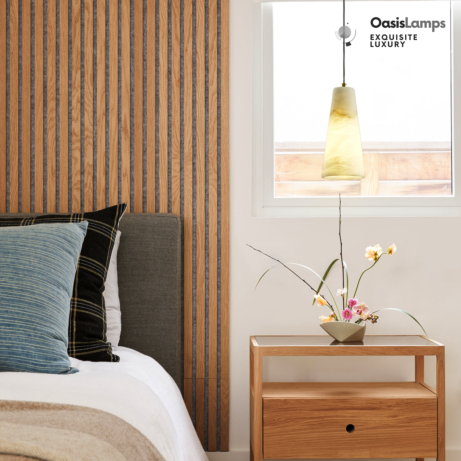 Capus Conical Alabaster Pendant#color_brass