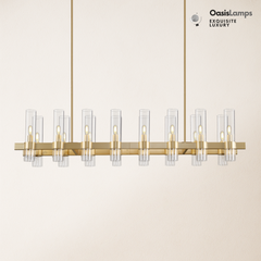 Cylora Glass Tube Rectangular Chandelier 54" 68"L#finish_brass,size_54"