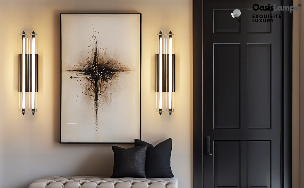 Clara Glow Crystal Wall Sconce 19"#color_black,style_double crystal